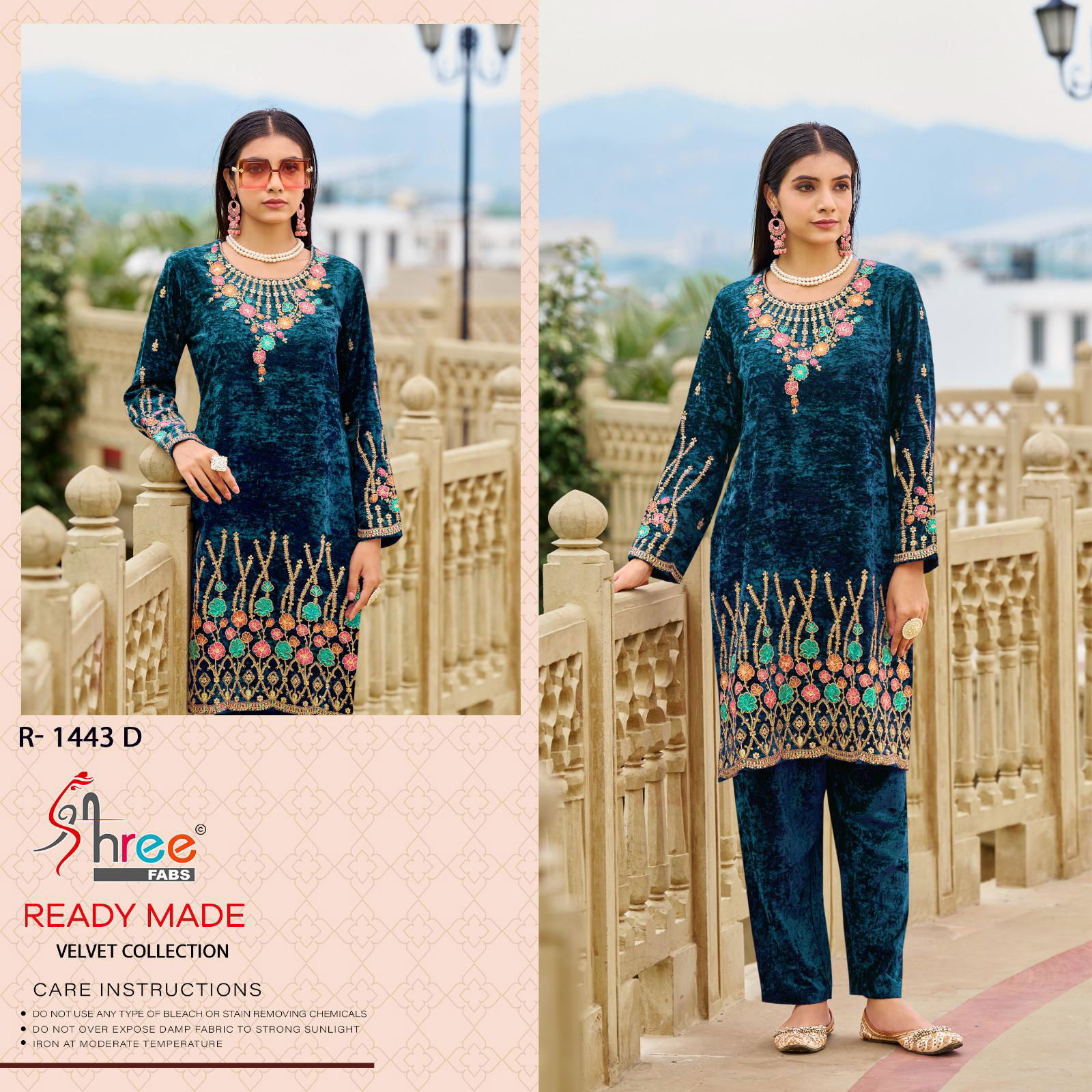R 1443 By Shree Velvet Designer Pakistani Top With Bottom Wholesale Shop In Surat
